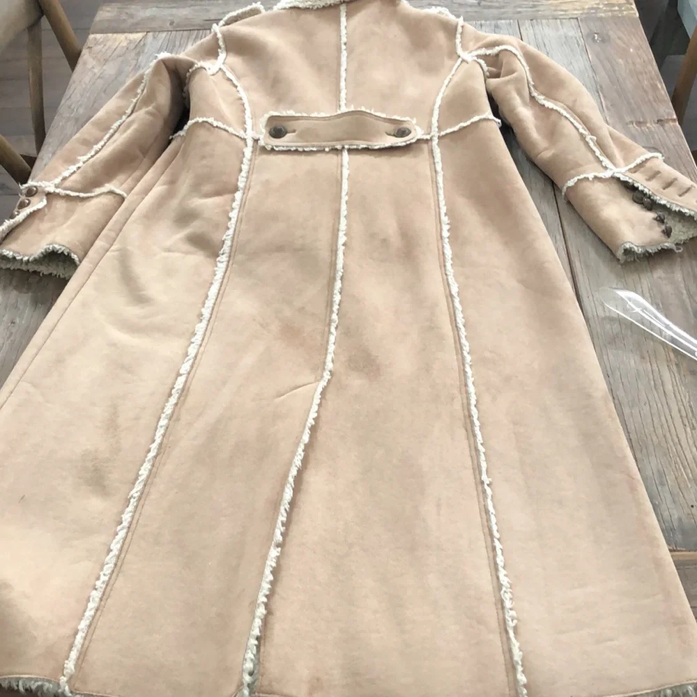 Faux shearling great coat XL from Tasha Polizzi. Light tan with cream interior - Picture 9 of 14